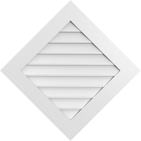 Ekena Millwork Diamond Surface Mount PVC Gable Vent: Functional, w/ 3-1/2"W x 1"P Standard Frame, 34"W x 34"H GVPDI34X3401SF